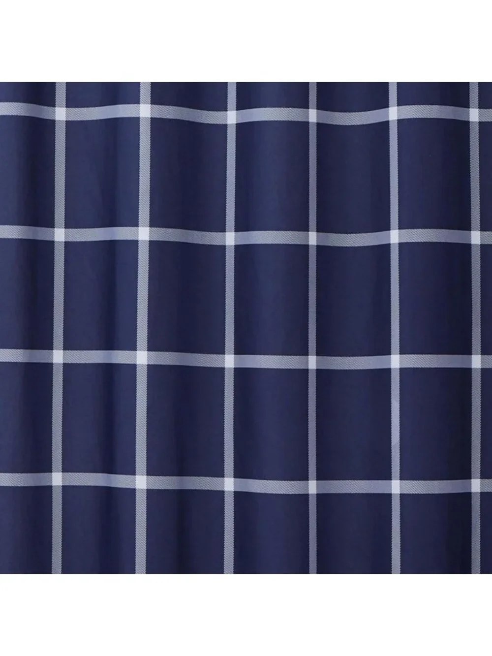 Geometric Printed White & Navy Shower Curtain - Soft Polyester, Oeko-TEX